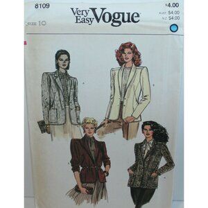 Vogue Sewing Pattern 8109 Misses Jacket Top Size 10 Petite Vintage